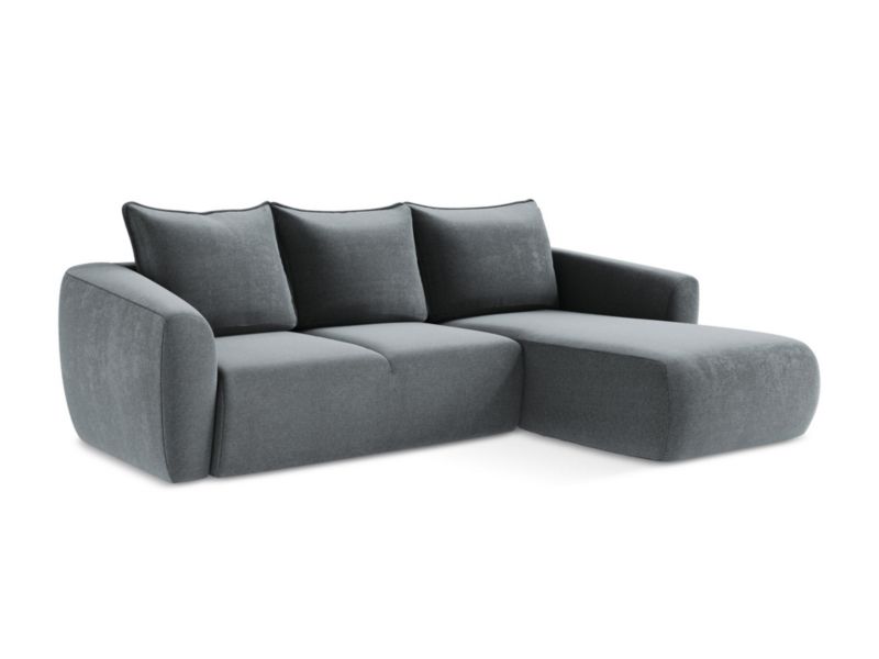 Narożnik prawostronny z funkcją spania Makamii Guava z tkaniny strukturalnej 255x165 cm jeans 1 szt.