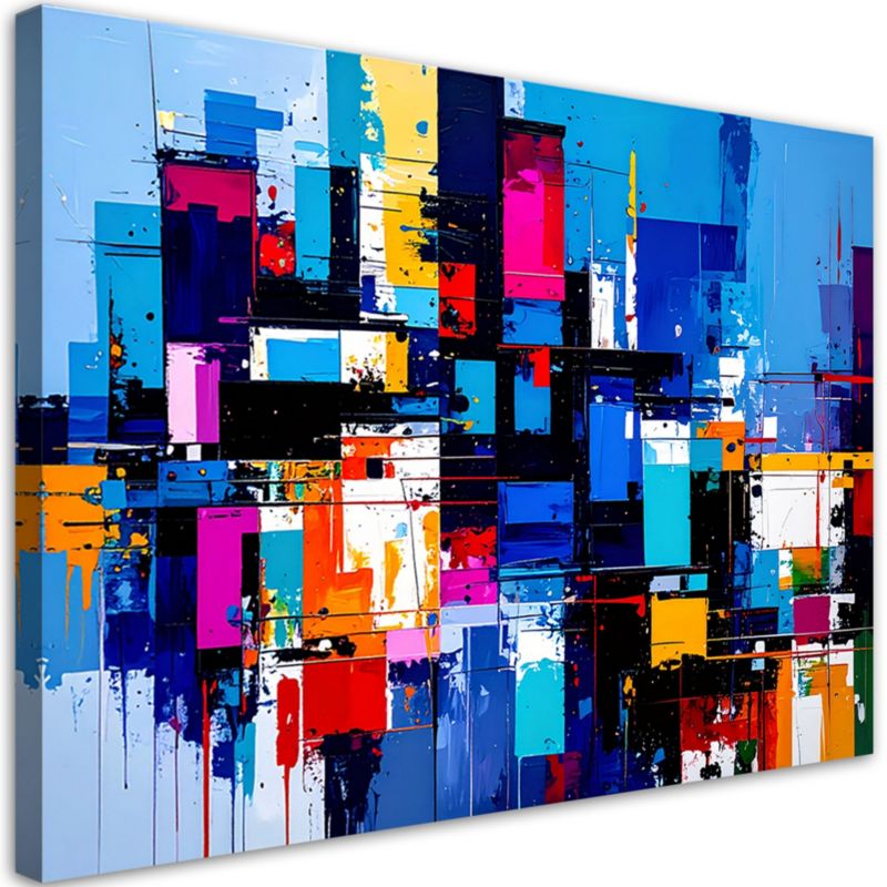 Obraz na płótnie do salonu sypialni Feeby Kolorowa Abstrakcja Plamy 100x70cm 1szt