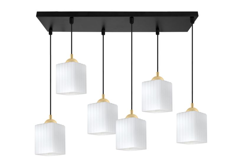 Lampa sufitowa wisząca Light Home LH Riffle 6x E27 60W czarny/biały/złoty 1szt.