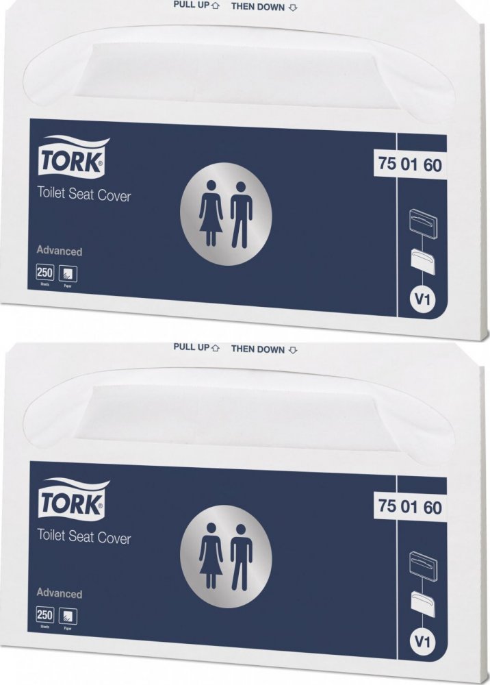 2x Nakładki papierowe Tork 750160 Advanced, na deskę sedesową, 250 sztuk, biały