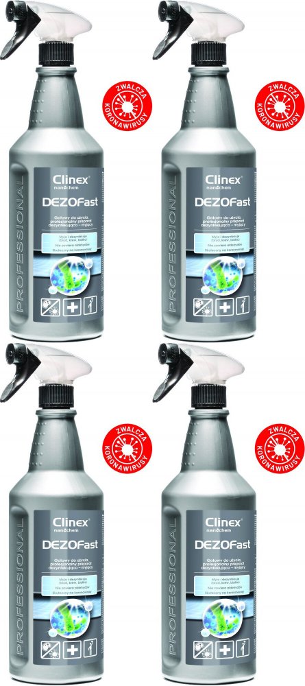 4x Preparat dezynfekująco-myjący Clinex Dezofast, antybakteryjny, dezynfekujący, 1l