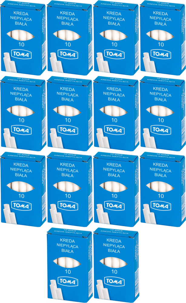 14x Kreda szkolna Toma, niepyląca, 10 sztuk, biały