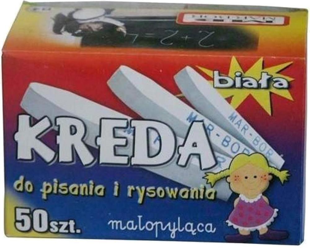 Outlet: USZKODZONE OPAKOWANIE Kreda Mar-Bor, małopyląca, 50 sztuk, biały