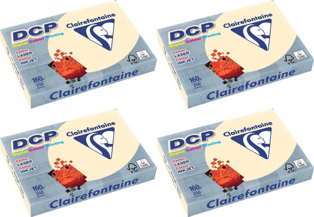 4x Papier satynowany Clairefontaine DCP Ivory A4, 160g/m2, 250 arkuszy, kremowy