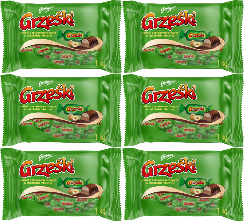 6x Cukierki Goplana Grześki, orzechowy w czekoladzie, 1kg