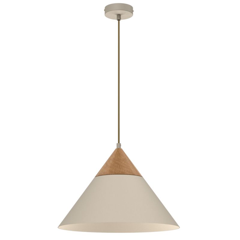 Lampa wisząca Luminex Single 1 x E27 beżowo drewniana