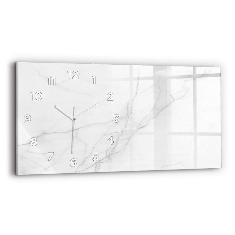Zegar z białymi wskazówkami Wallfluent 60x30 cm Dekoracyjny marmur Szklany 1 szt.
