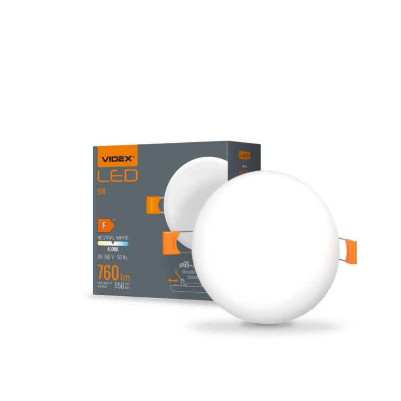 Oprawa sufitowa wpuszczana Videx Downlight łazienkowa biała LED 9W 4000K 950lm IP54 wym: 9,1 x 9,1 x 2 cm okrągła - 1 szt.