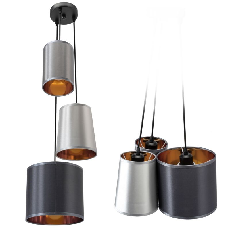 Lampa Sufitowa Wisząca Toolight App971-3Cp Szary Złoty 1 Szt