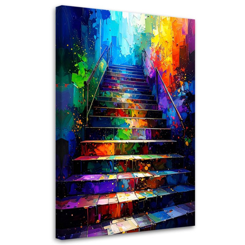 Obraz nowoczesny do salonu Feeby Schody Kolorowe Abstrakcja 80x120cm 1szt