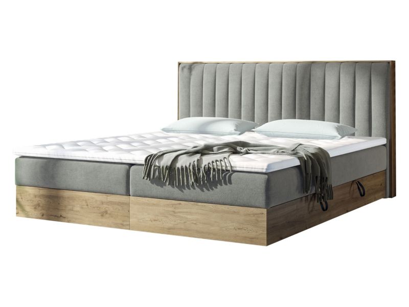 Łóżko kontynentalne MIRJAN 24 Harmony 160x200 jasny popiel/gold craft oak 1 szt.
