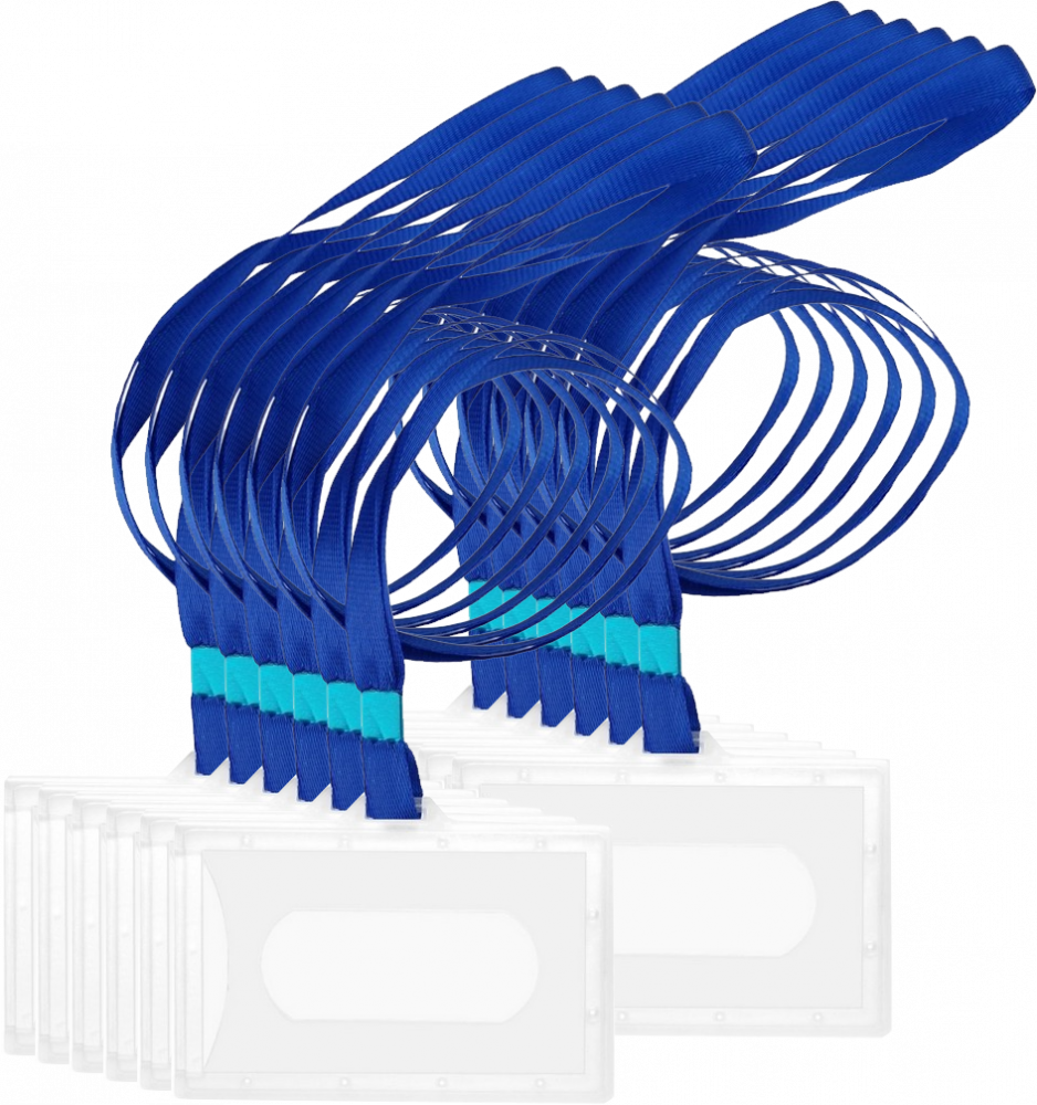 3x Identyfikator D.Rect, z taśmą, 92x59mm, 50 sztuk, przezroczysty, taśma niebieska