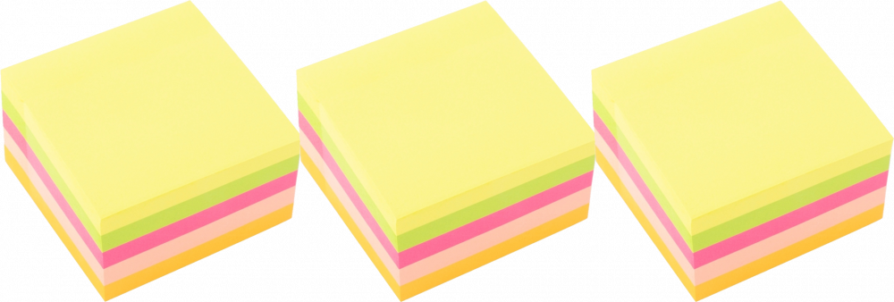 3x Karteczki samoprzylepne D.Rect, 76x76mm, 400 karteczek, mix kolorów neonowych