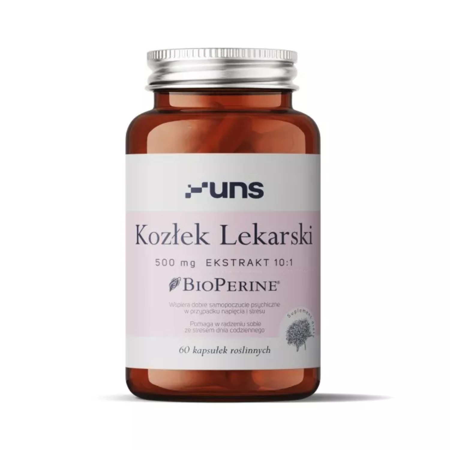 Uns kozłek lekarski 500 mg + bioperine, 60 kapsułek