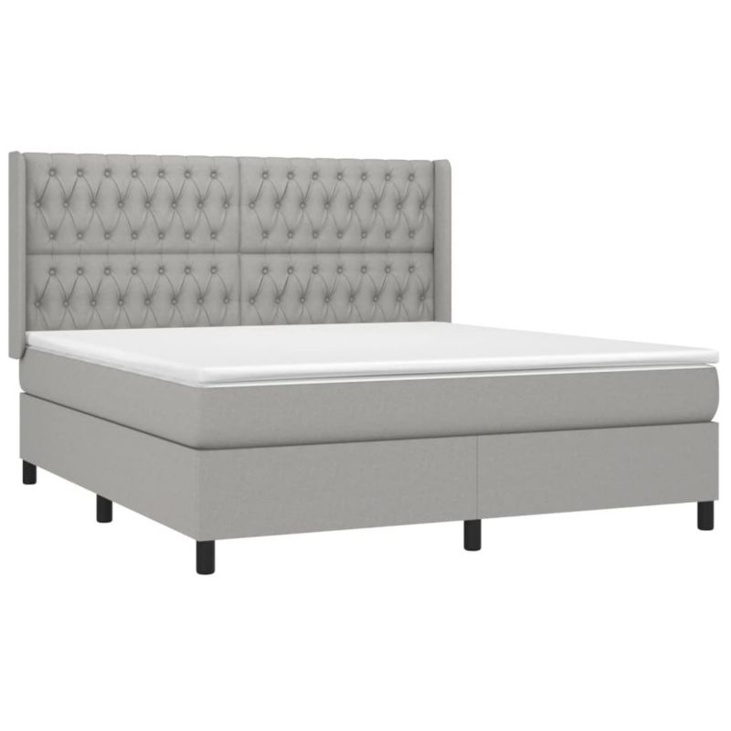 Łóżko kontynentalne WaszeMeble 180x200 cm jasnoszare WM-3138573 1 szt.