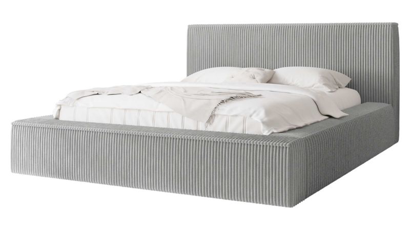 Łóżko tapicerowane MIRJAN 24 z pojemnikiem Glexi Sztruks 180x200 jasnoszary sztruks 1 szt.