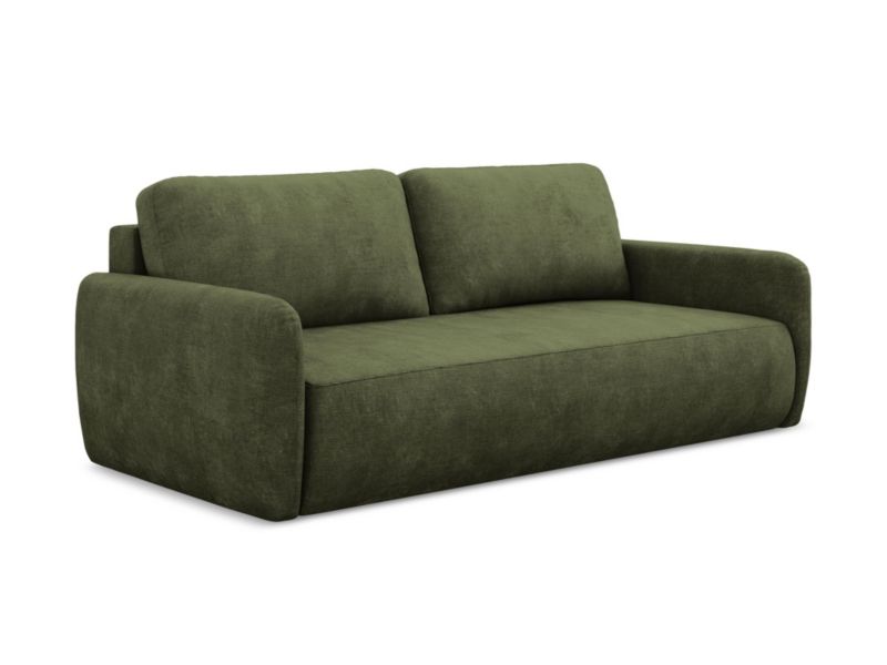 Kanapa 3-osobowa z funkcją spania Makamii Lilo z tkaniny szenilowej 218x102 cm oliwkowy 1 szt.