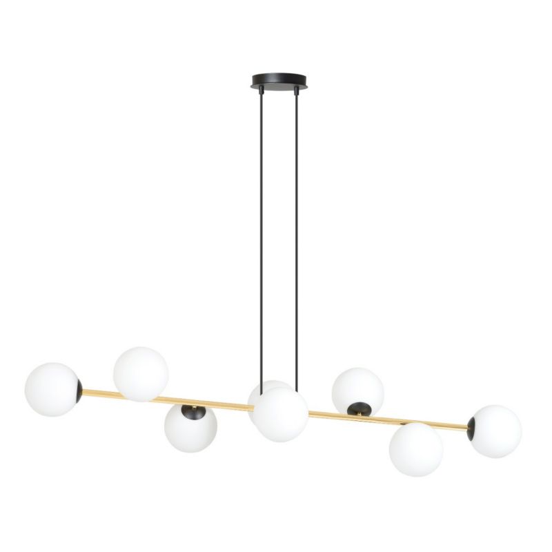 Żyrandol Emibig Gravity czarno-biało-złoty podłużny 140 cm szklane kule 8xE14 x 10W 1 szt.