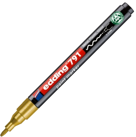 Marker olejowy edding e-791 PCR, okrągła, 1-2 mm, złoty
