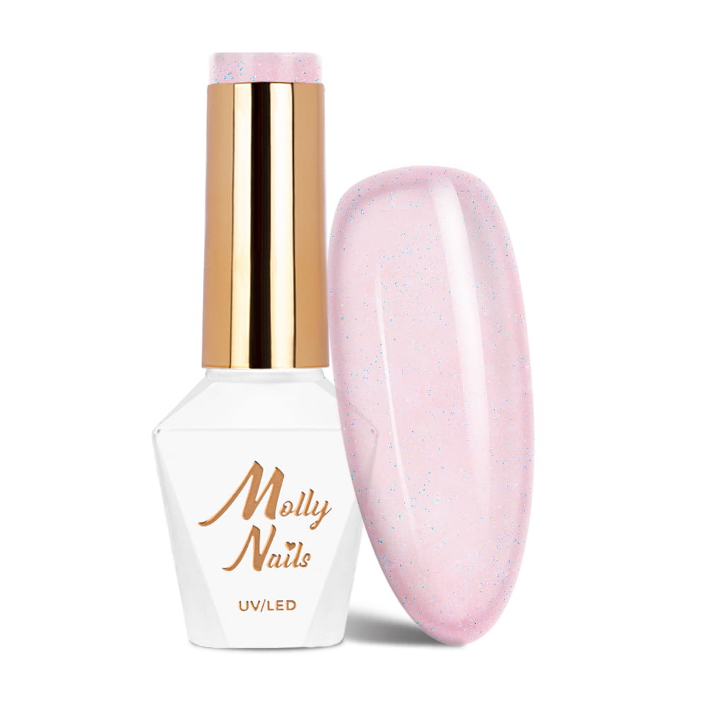 Lakier hybrydowy LED/UV Gel Polish Molly Nails Wedding Yes, I Do Nr 23 Transparent glitter pink HEMA/Di-HEMA Free 8g