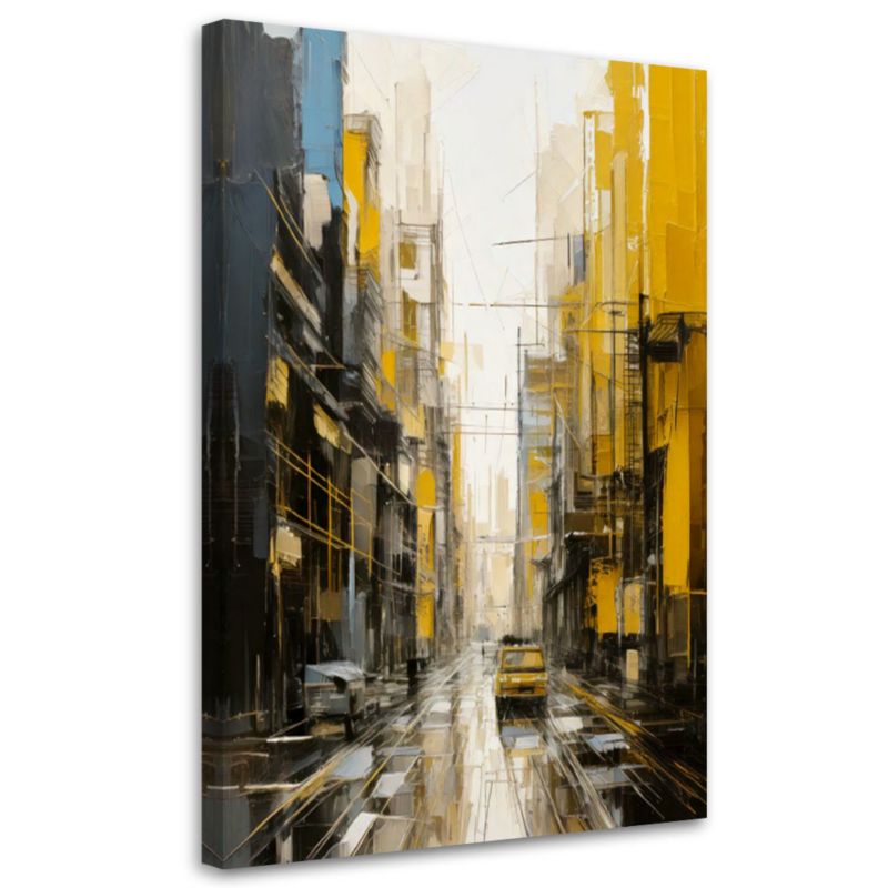 Obraz do salonu Feeby Miasto Ulica Abstrakcja Żółty Szary 80x120cm 1szt