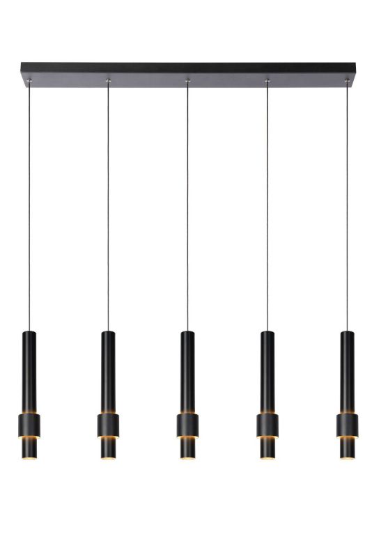 Lampa wisząca Lucide Margary czarna tuby wbudowany LED 22W 1 szt.