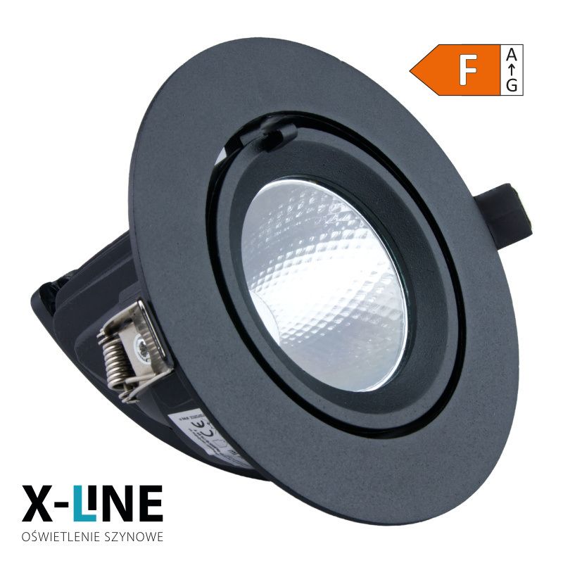 Reflektor LED punktowy regulowany, podtynkowy, DPM, czarny, 1 szt