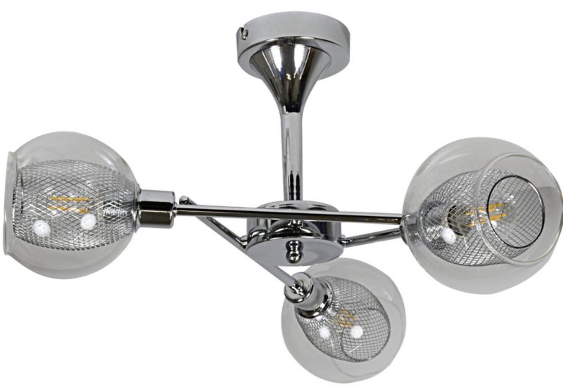 Lampa sufitowa Candellux Ozzo chromowana bezbarwny wym: 28 x 56 x 56 cm 3xE14 x 40W 1 szt.