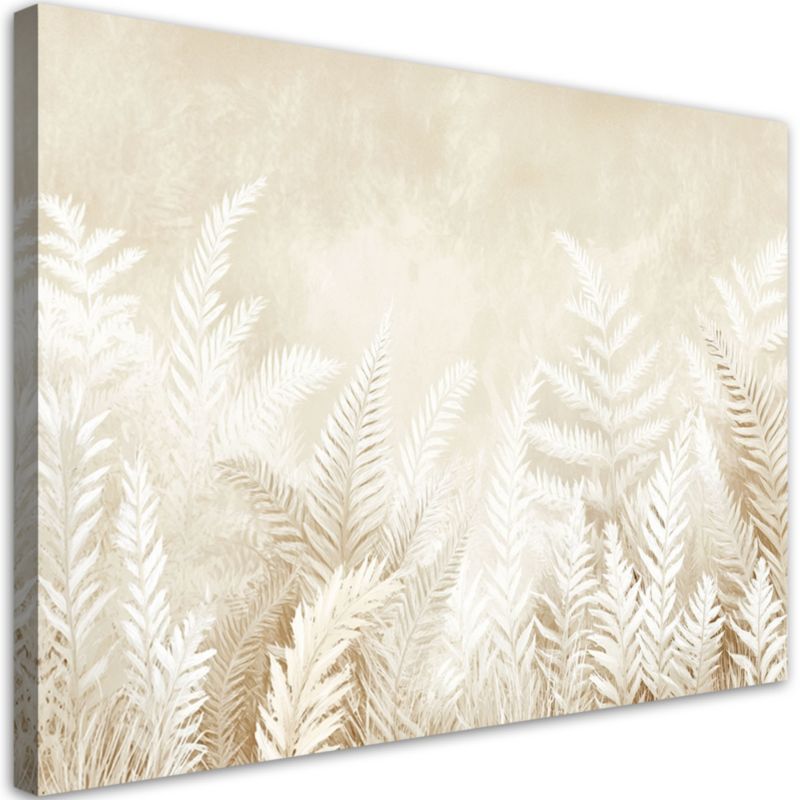 Obraz do salonu sypialni Feeby Beżowe liście paproci pióra w stylu boho 100x70cm 1szt