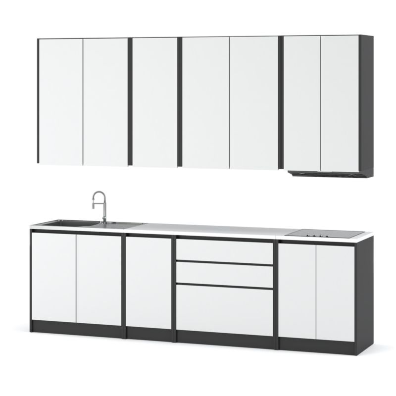 Zestaw Kuchenny Hurtownia-Mebli Z Blatem Kuchnia Bella 260cm Szary Mat Biały Mat 260x47x185 cm 1szt.