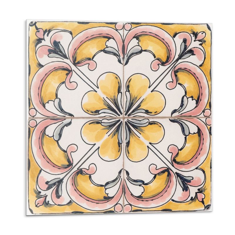Kafelki samoprzylepne Wallfluent 50x50 cm Ceramiczny motyw kwiatowy 4 szt.