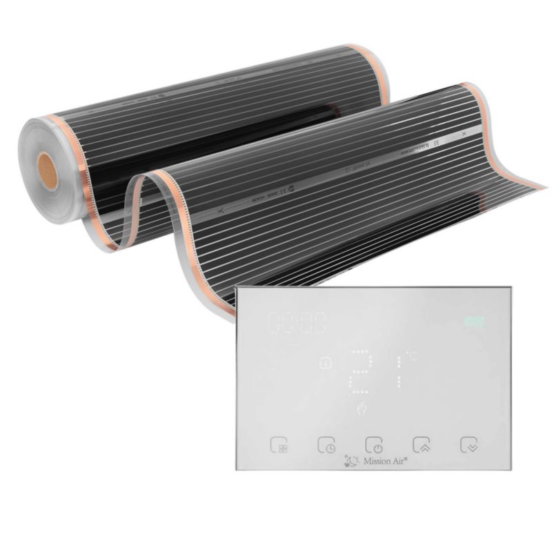 Zestaw folii grzewczych na podczerwień IR SILVER 160W 22m²,szer.100cm + Gemini Biały 1szt