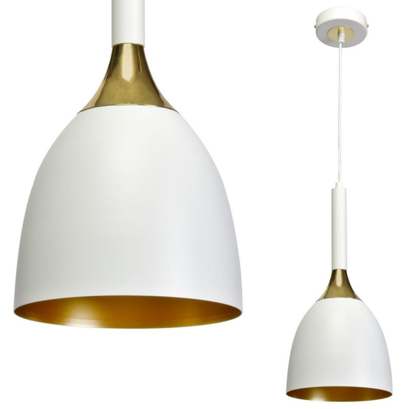 Lampa sufitowa wisząca Milagro Clark biało-złota wym: 90 x 18 x 18 cm 1xE27 x 60W 1 szt.