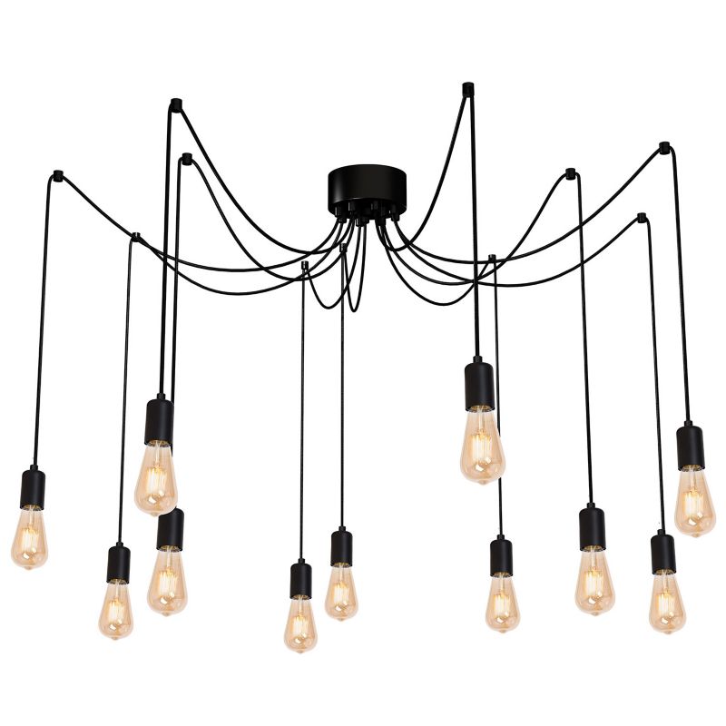 Lampa wisząca Luminex Spindel czarny matowy wym: 250 x cm 11xE27 x 15W 1 szt.