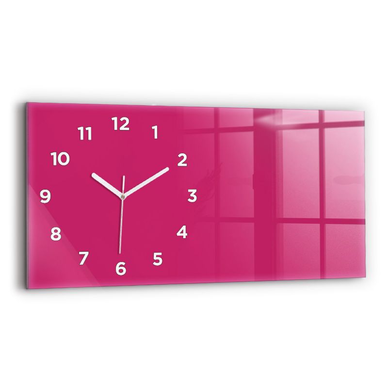 Zegar z białymi wskazówkami Wallfluent 60x30 cm Kolor mocny różowy Szklany 1 szt.