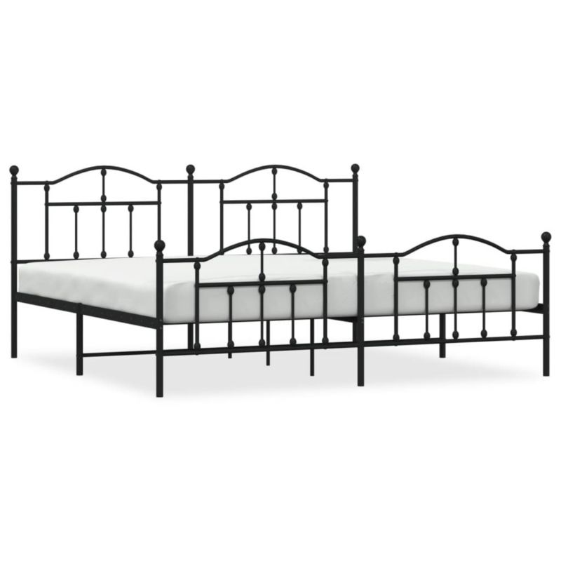 Łóżko metalowe WaszeMeble 200x200 cm z wezgłowiem czarne 1 szt.