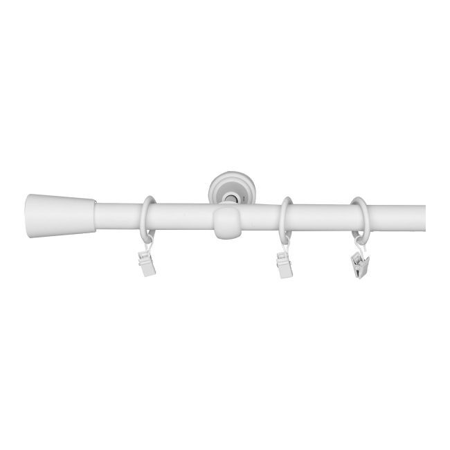 Karnisz pojedynczy GoodHome Anafi 19 mm 160 cm stożek biały mat