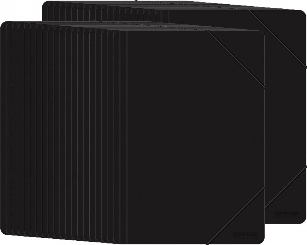 40x Teczka plastikowa z gumką Office Products, A4, 3-skrzydłowa, 500μm, czarny