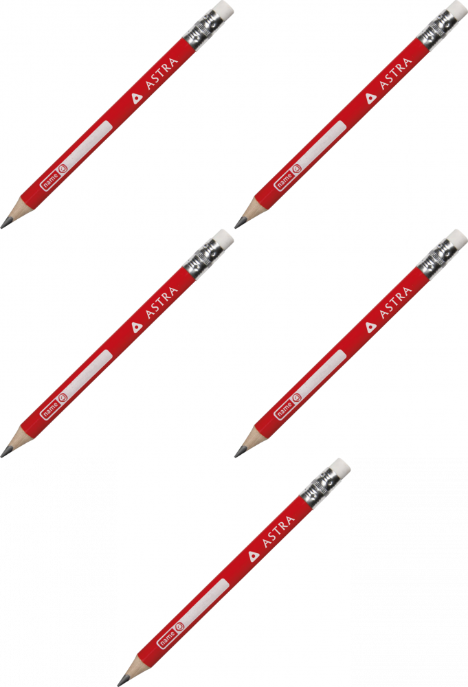 5x Ołówek do nauki pisania Astra Jumbo Grip, HB, z gumką, czerwony