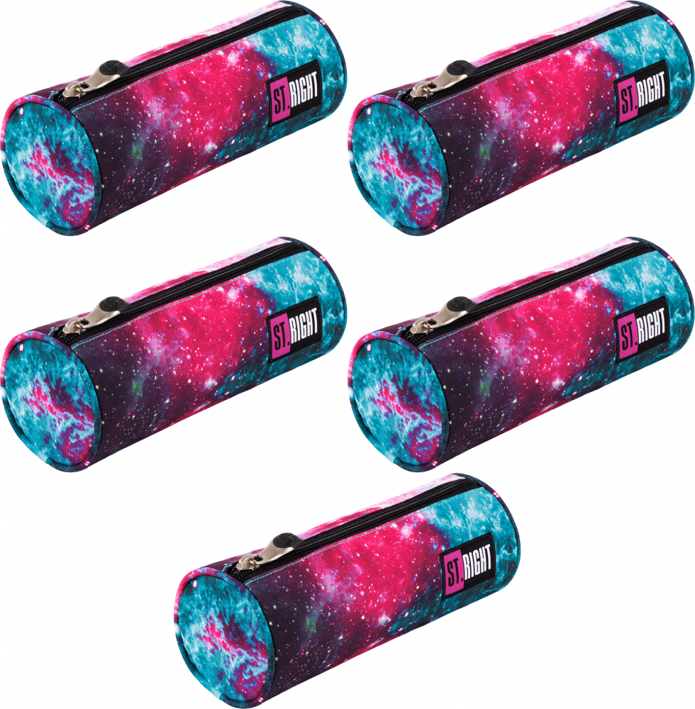 5x Piórnik tuba St.Right PU1 Nebula, bez wyposażenia, 23x9.5x6cm, wielokolorowy