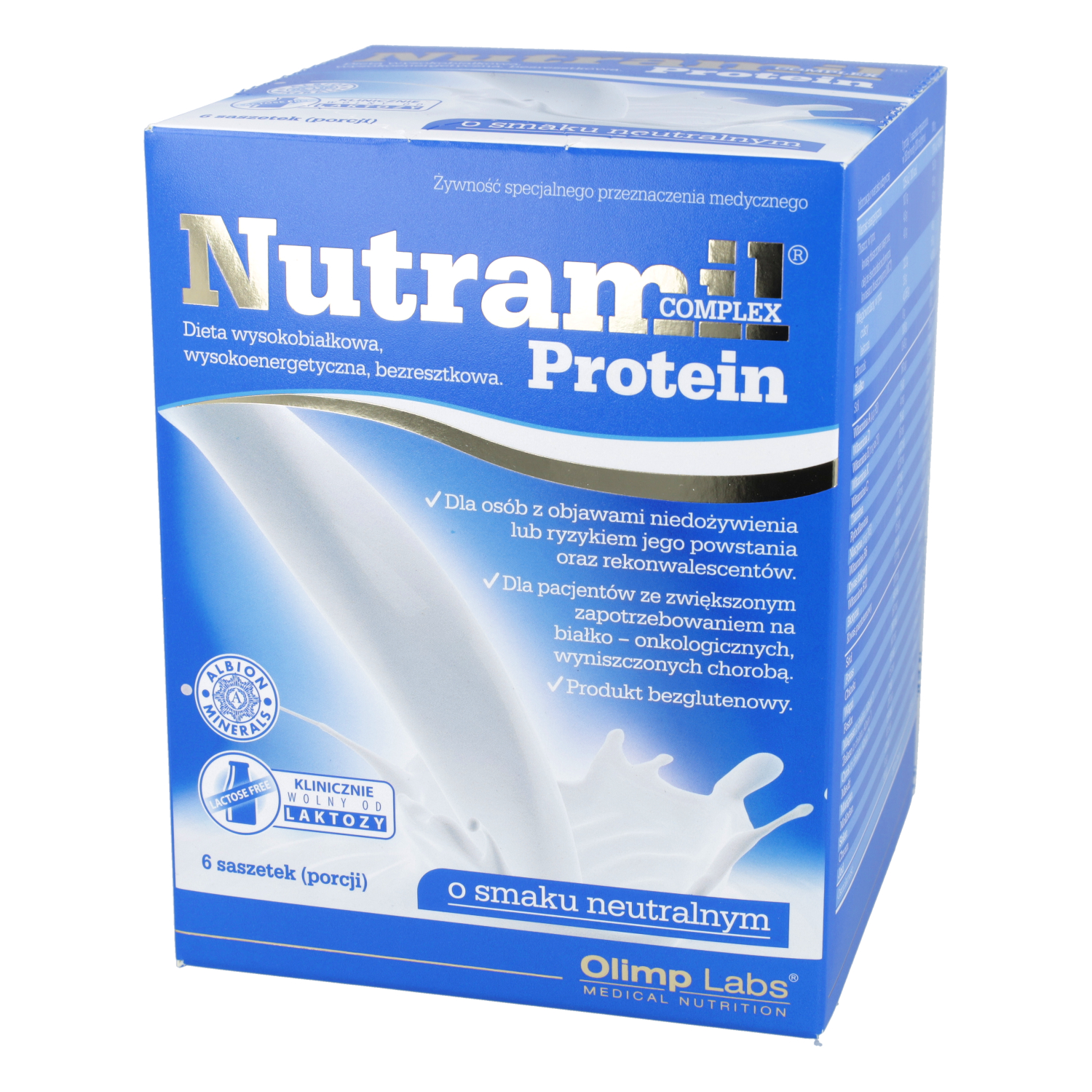 Olimp nutramil complex protein - dieta wysokobiałkowa, wysokoenergetyczna, bezresztkowa, smak neutralny, 6 saszetek