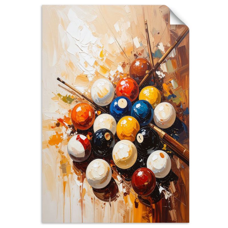 Plakaty samoprzylepne do salonu sypialni Feeby Kule bilardowe Snooker 60x90cm 1szt