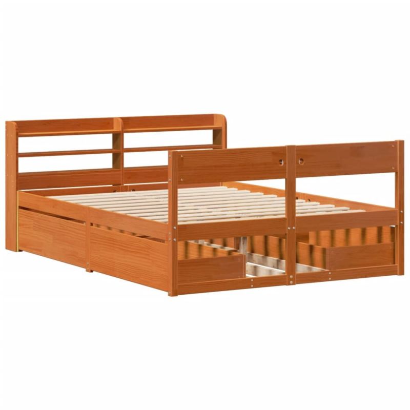 Łóżko drewniane WaszeMeble 140x190 cm brąz WM-3307136 1 szt.