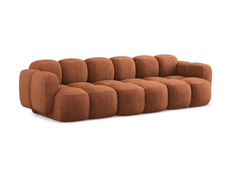 3-osobowa kanapa modułowa Makamii Pono z tkaniny szenilowej 300x115 cm terakota 1 szt.