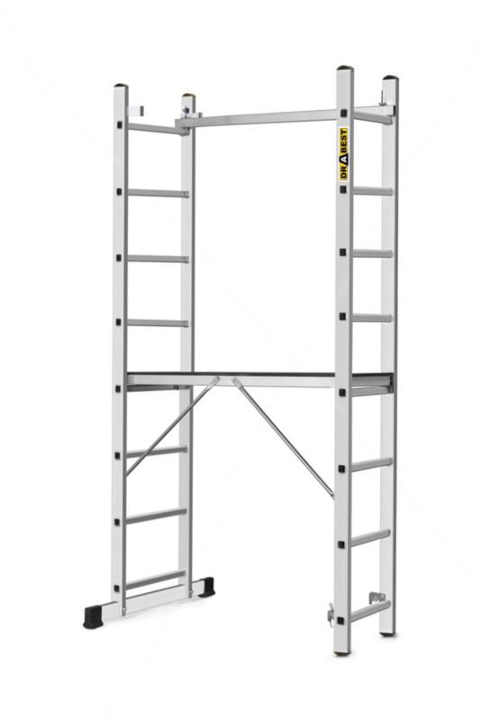 Rusztowanie aluminiowe 2x8 stopni DRABEST drabina 3w1 z podestem 1 szt.