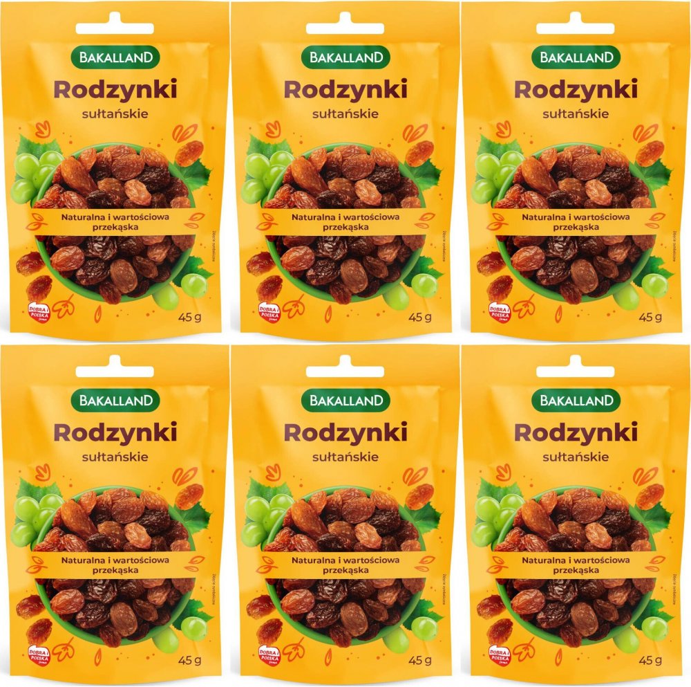 6x Rodzynki sułtańskie Bakalland, 45g
