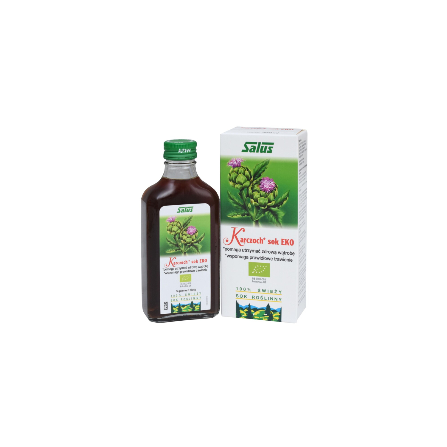 Salus - karczoch sok eko, wspiera wątrobę i wspomaga trawienie, 200 ml