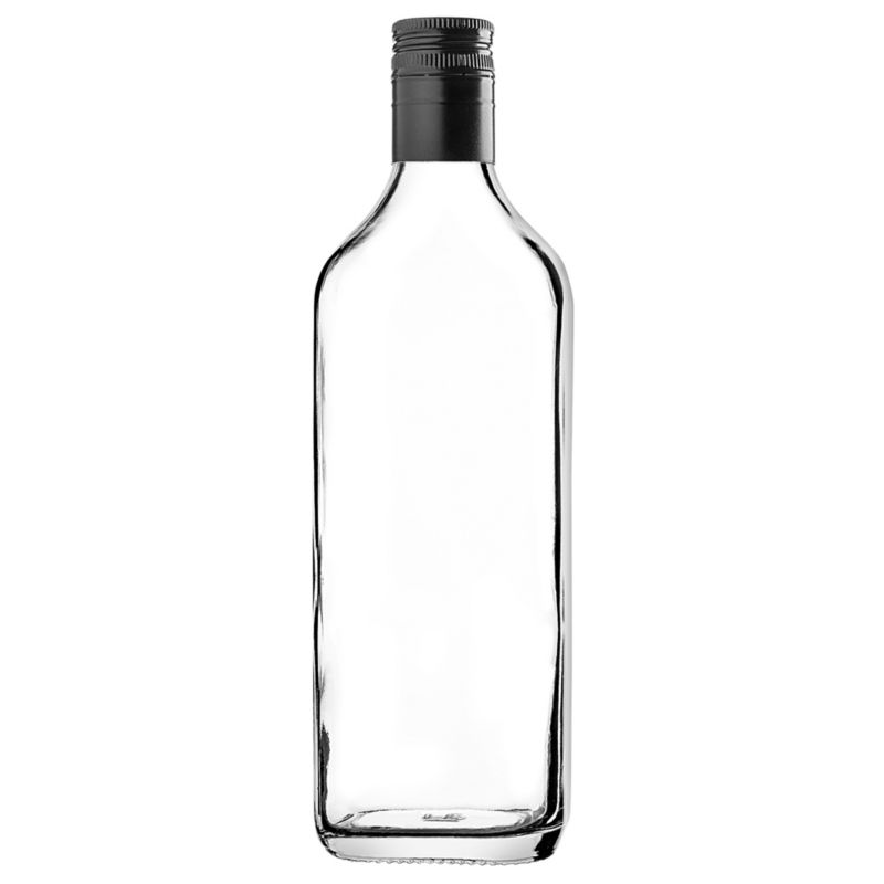 Butelka szklana KADAX na whisky z długą czarną zakrętką 500ml 20 szt.