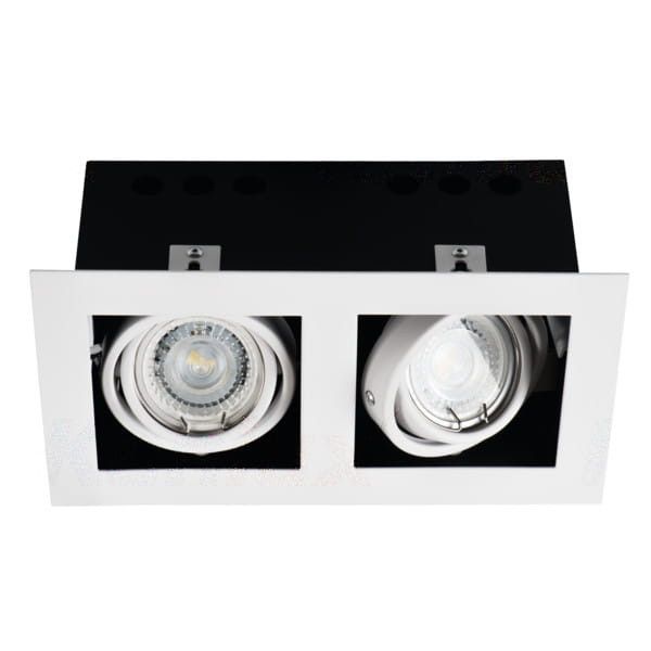 Oprawa sufitowa wpuszczana Kanlux Meril czarno-biała ruchoma 2 x GU10 x 25W IP20 wym: 12 x 22 cm prostokątna - 1 szt.