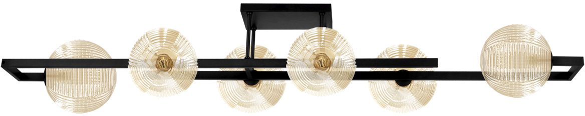 Kaja Emir lampa podsufitowa 6x10 W czarna-bursztynowa K-5767